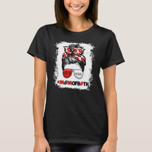 Cheer Football Cheerleading Mom Of Both Messy Hair T-Shirt