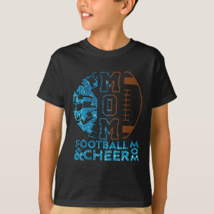 Cheer Footll Cheerleading Mom Of Both Messy Bun Bl T-Shirt
