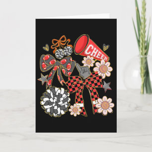Cheer Footll Coquette Bow Game Day Cheerleader Red Card