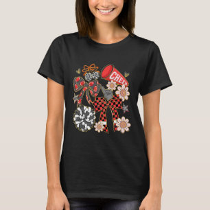 Cheer Footll Coquette Bow Game Day Cheerleader Red T-Shirt