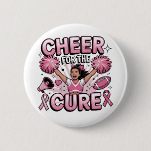 Cheer For The Cure Leopard Cheer Pink Football 2 Inch Round Button