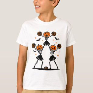 Cheer Girl Pumpkin Skeleton Cheerleader Halloween T-Shirt