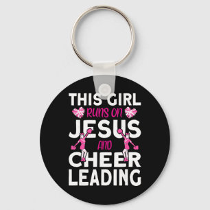 Cheer Girl This Girl Runs On Jesus And Cheerleadin Keychain