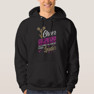 Cheer Girlfriend Biggest Fan Leopard Print And Pom Hoodie
