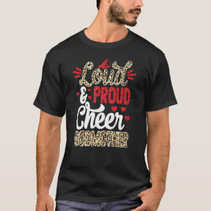 Cheer Godmother Biggest Fan Leopard Print And Pom  T-Shirt