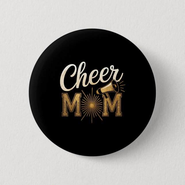 Cheer Gold Cheerleader Cheerleading Mom Game Day D 2 Inch Round Button (Front)