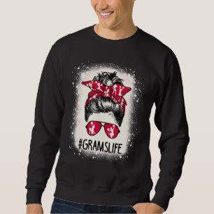 Cheer Grams Life Messy Bun Cheerleader Bleached Mo Sweatshirt