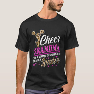Cheer Grandma Biggest Fan Leopard Print And Pom Po T-Shirt