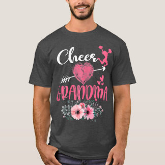 Cheer Grandma Floral Funny Cheerleader Heart Day T-Shirt