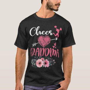 Cheer Grandma Floral Funny Cheerleader Heart Mothe T-Shirt
