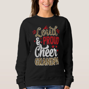 Cheer Grandpa Biggest Fan Leopard Print And Pom Po Sweatshirt