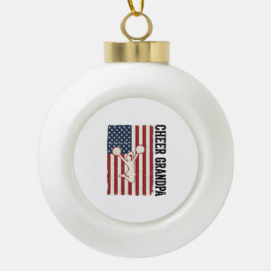 Cheer Grandpa Patriotic Vintage Flag Shirt Design_ Ceramic Ball Christmas Ornament