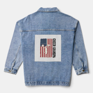 Cheer Grandpa Patriotic Vintage Flag Shirt Design_ Denim Jacket