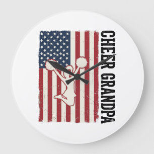 Cheer Grandpa Patriotic Vintage Flag Shirt Design_ Large Clock