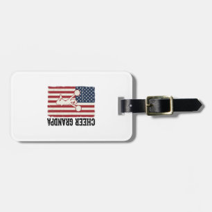 Cheer Grandpa Patriotic Vintage Flag Shirt Design_ Luggage Tag