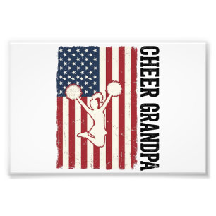 Cheer Grandpa Patriotic Vintage Flag Shirt Design_ Photo Print