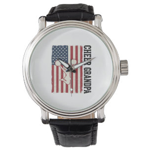 Cheer Grandpa Patriotic Vintage Flag Shirt Design_ Watch