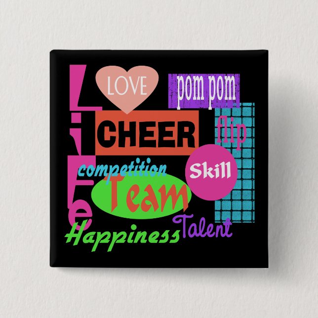Cheer Life 2 Inch Square Button (Front)