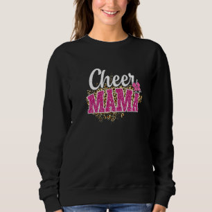 Cheer Mama Biggest Fan Leopard Print And Pom Pom Sweatshirt