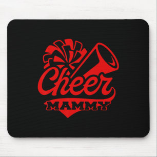 Cheer Mammy Biggest Fan Black And Red Pom Pom  Mouse Pad