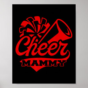 Cheer Mammy Biggest Fan Black And Red Pom Pom Poster