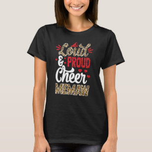 Cheer Memaw Biggest Fan Leopard Print And Pom Pom  T-Shirt