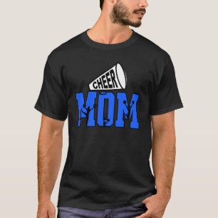 Cheer Mom Biggest Fan Blue and White T-Shirt