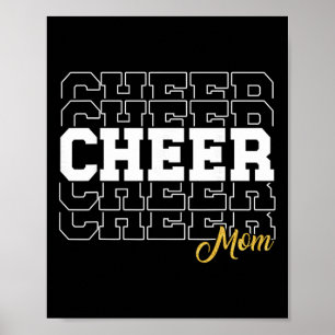 Cheer Mom Biggest Fan Cheerleader Black Yellow Gol Poster