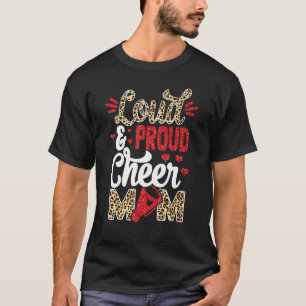 Cheer Mom Biggest Fan Leopard Print And Pom Pom T-Shirt