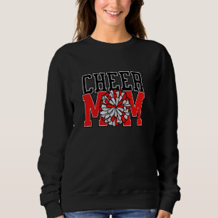 Cheer Mom Biggest Fan Red and White Pom Pom Sweatshirt