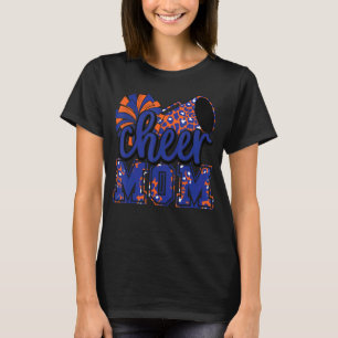 Cheer Mom Blue Orange Leopard Cheer Poms & Megapho T-Shirt