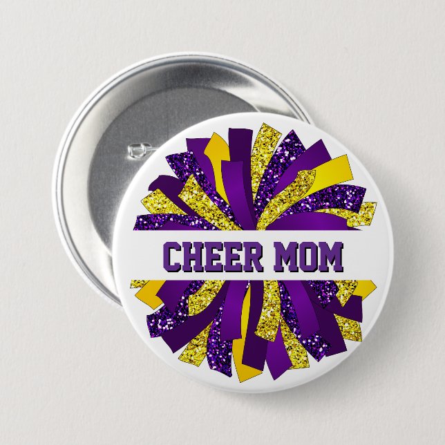 Cheer Mom Button Pin (Front & Back)