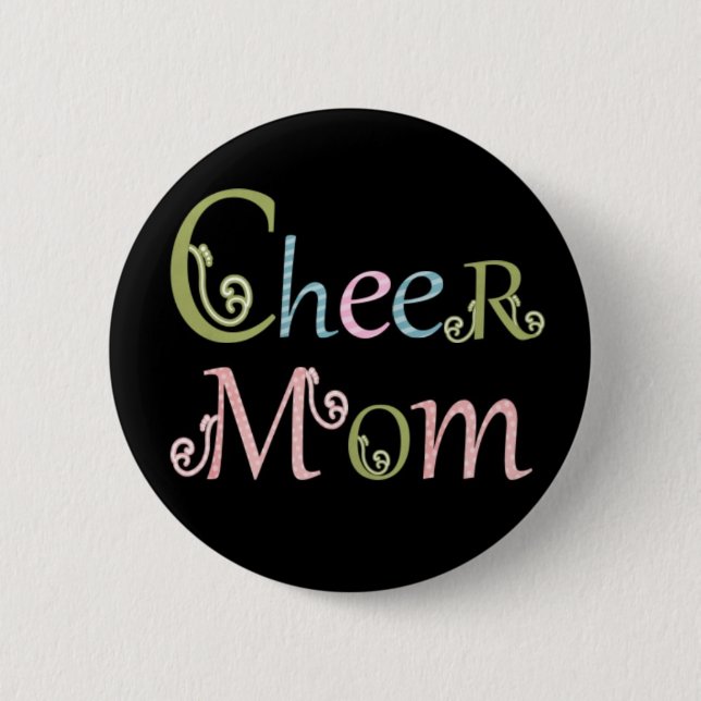 Cheer mom button pin "cheerleader gifts" (Front)