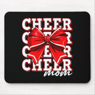 Cheer Mom Cheerleader Bow Biggest Fan Red Team  Mouse Pad