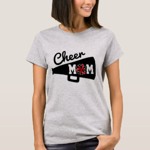 Cheer Mom Cheerleading Black White Red Grey T-Shirt