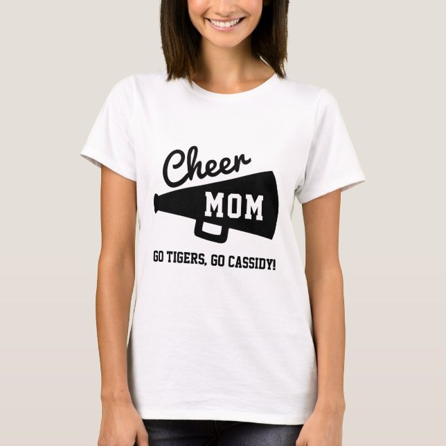 Cheer Mom Cheerleading Custom Team & Name Grey T-Shirt (Front)