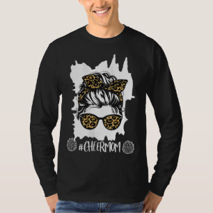 Cheer Mom Cheerleading Mom Leopard Cheetah Messy B T-Shirt