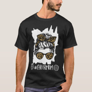 Cheer Mom Cheerleading Mom Leopard Cheetah Messy B T-Shirt