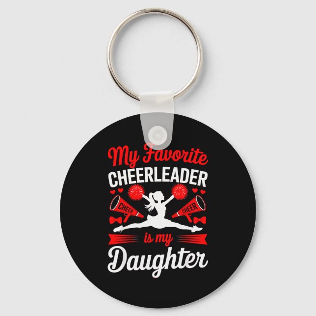 Cheer Mom Dad My Favourite Cheerleader Is My Daugh Keychain (Front)