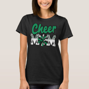 Cheer Mom Green Black White Leopard Letters Cheer  T-Shirt