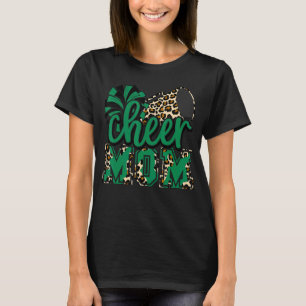 Cheer Mom Green Leopard Cheer Poms & Megaphone T-Shirt