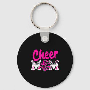 Cheer mom hot pink black leopard letters cheer pom keychain