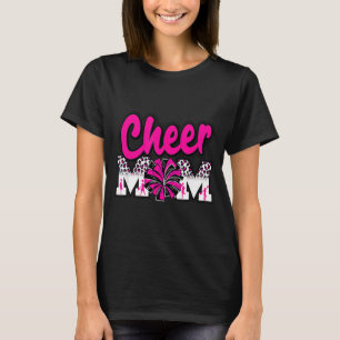 Cheer mom hot pink black leopard letters cheer pom T-Shirt