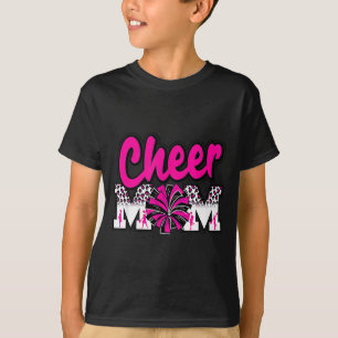 Cheer mom hot pink black leopard letters cheer pom T-Shirt