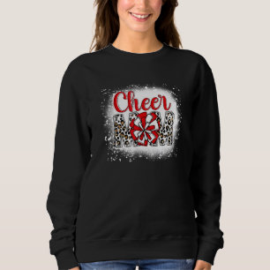 Cheer Mom Leopard Cheerleader Bleached Mother's Da Sweatshirt