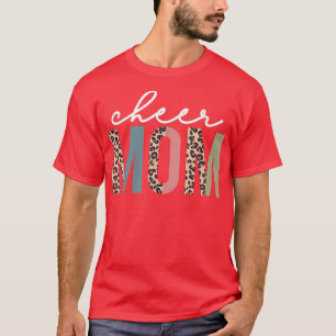 Cheer Mom Leopard Cheerleader Bleached Mothers Day T-Shirt