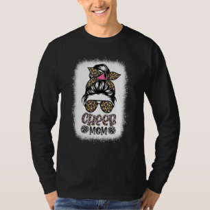 Cheer Mom Leopard Messy Bun Cheerleader Bleached M T-Shirt