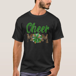 Cheer Mom Leopard Proud Cheerleader Mother Cute Te T-Shirt