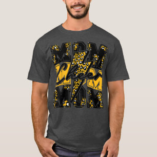 Cheer Mom Lightning Bolt Cheer Leopard Black Gold T-Shirt