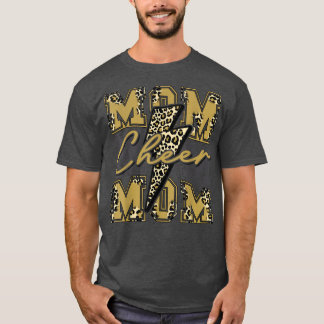 Cheer Mom Lightning Bolt Cheer Leopard Gold  T-Shirt